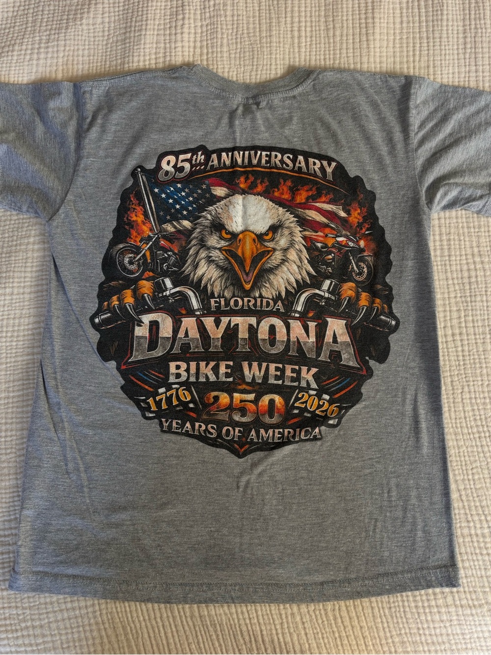Daytona Bike Week 85th Anniversary Graphic Tee - Gray Womens M